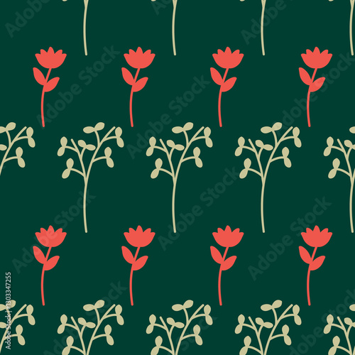 A seamless pattern with boho spring leaves