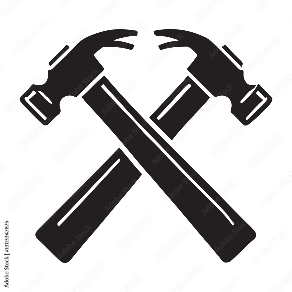Crossed Hammer Tools Silhouette Construction And Building Icon Image Crossed Hammer Tools Silhouette Construction And Building Icon Image