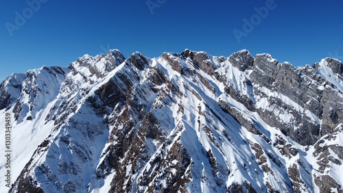 snow covered mountains in winter