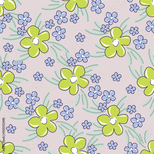Elegance pink floral stems seamless pattern on a grey background. Vector hand drawn. Artistic, abstract flowers and tiny leaves, buds bells printing. Template for designs, fabric, fashion, textile
