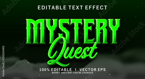 mystery quest vector text effect with modern style design