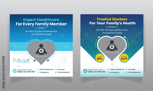 Medical healthcare social media banner design and web banner template