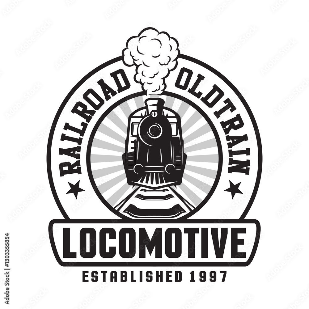 Fototapeta premium T-shirt vintage train vector design and emblem logo black white