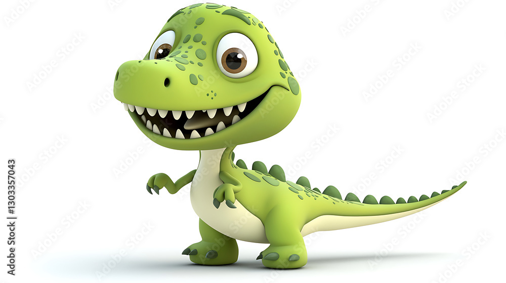 Fototapeta premium A cartoon dinosaur with a big smile on its face. generated using AI