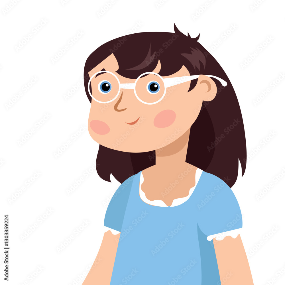 A girl in glasses on a white background A girl in glasses on a white background