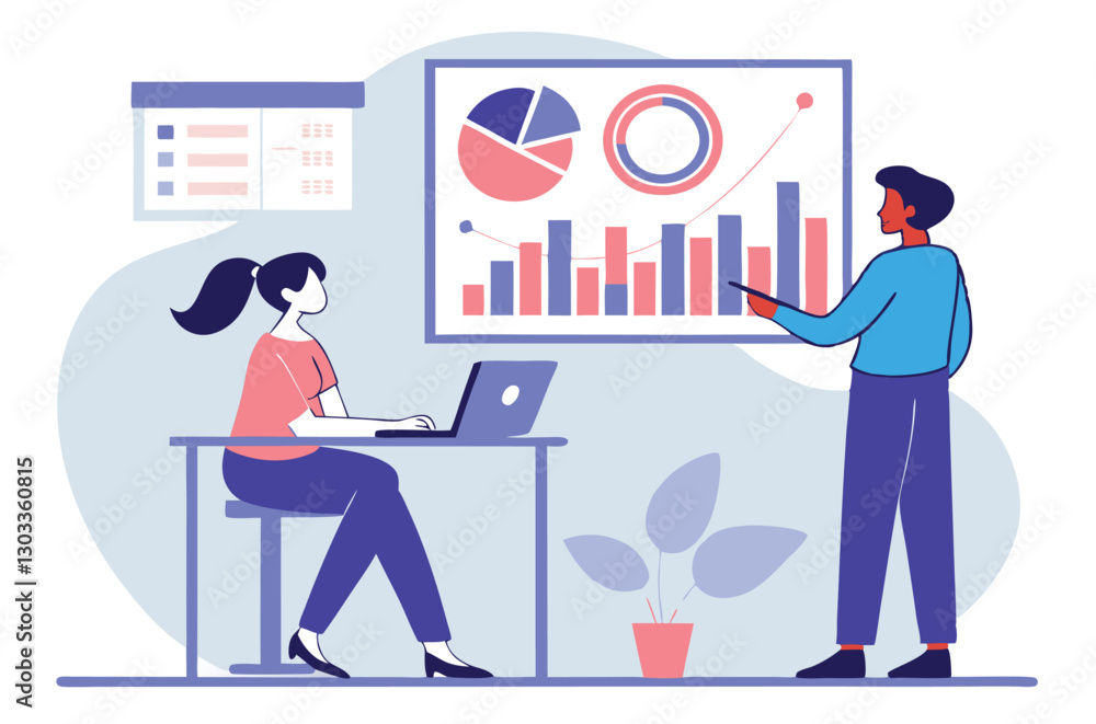 Flat design concept, analyze data Flat design concept, analyze data
