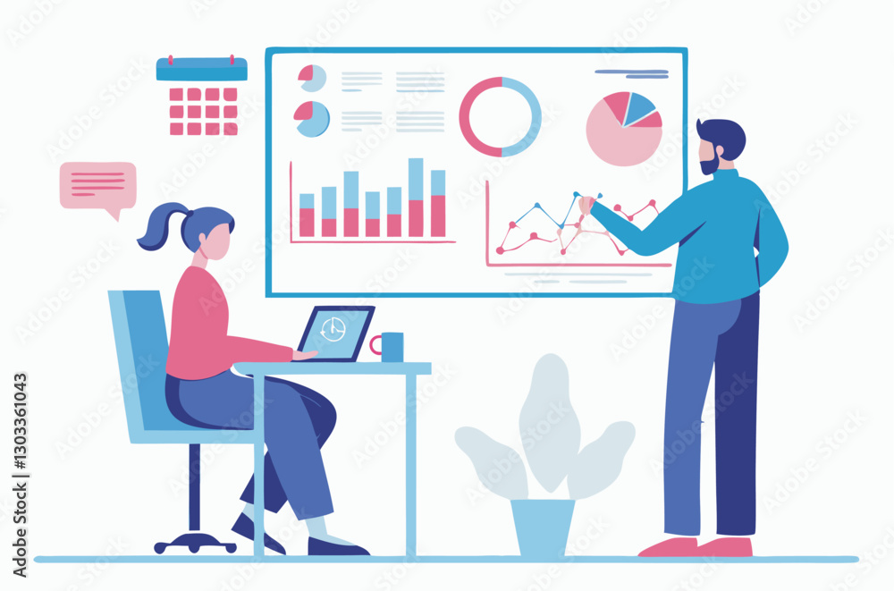 Flat design concept, analyze data Flat design concept, analyze data