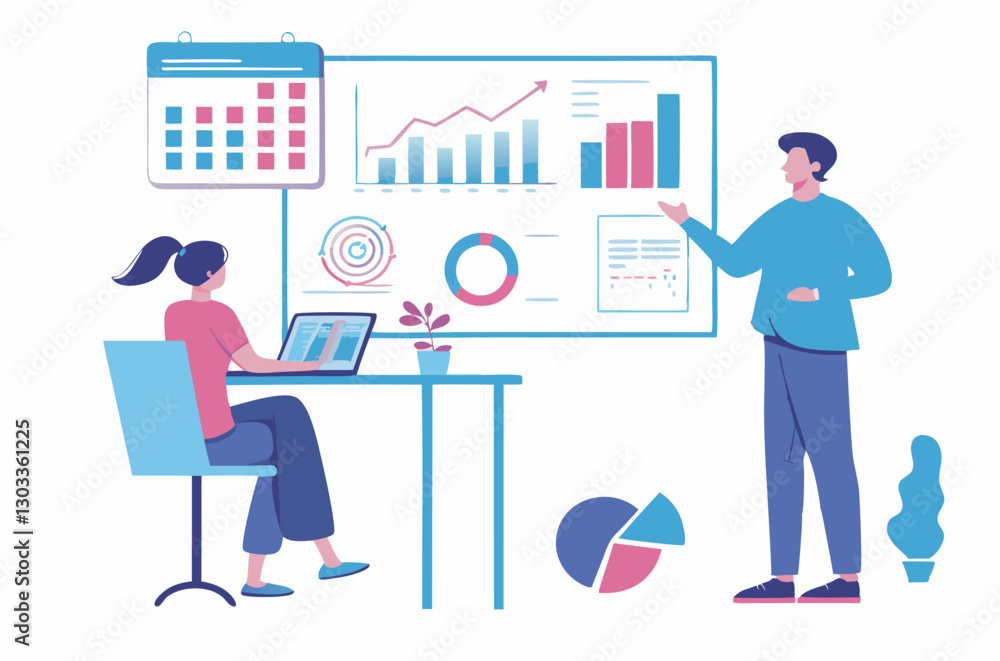 Flat design concept, analyze data Flat design concept, analyze data