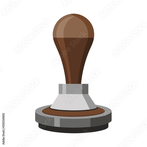 Wooden and Steel Coffee Tamper Vector Illustration - Cartoon, Clipart & Line Art Design 1.eps