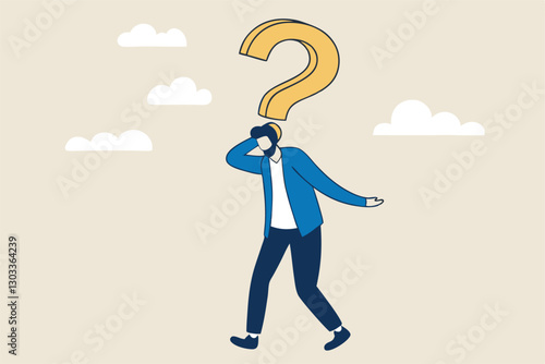 Anonymous businessman person, candidate or mention employee, who is this man, uncertainty, important person or unknown concept, anonymous businessman with question mark head unknown person.