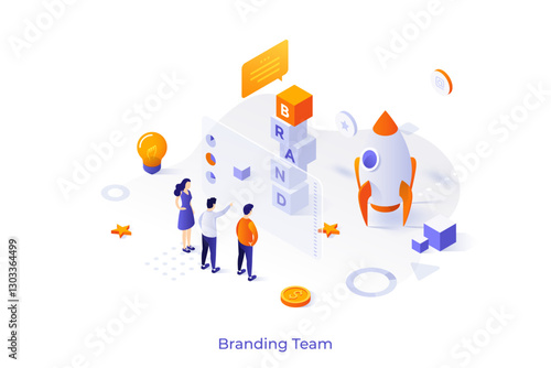Modern Isometric Business Illustration. Vector