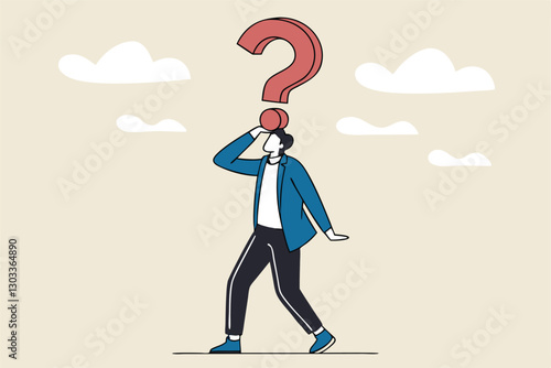 Anonymous businessman person, candidate or mention employee, who is this man, uncertainty, important person or unknown concept, anonymous businessman with question mark head unknown person.