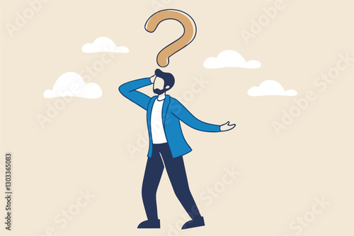 Anonymous businessman person, candidate or mention employee, who is this man, uncertainty, important person or unknown concept, anonymous businessman with question mark head unknown person.