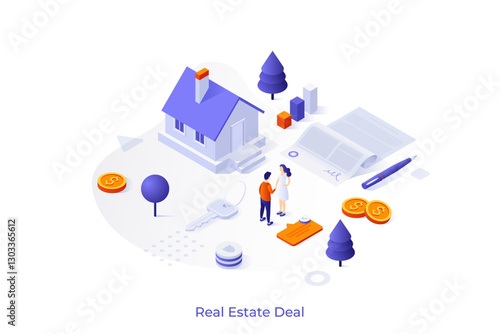 Modern Isometric Business Illustration. Vector