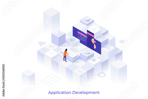 Modern Isometric Business Illustration. Vector