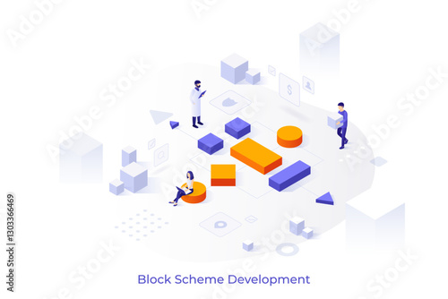 Modern Isometric Business Illustration. Vector