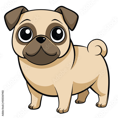 Pug dog on white background, vector illustration