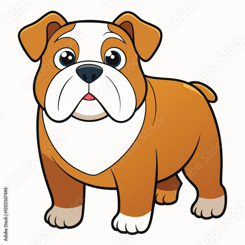 Cute cartoon bulldog isolated on white background. Vector illustration.