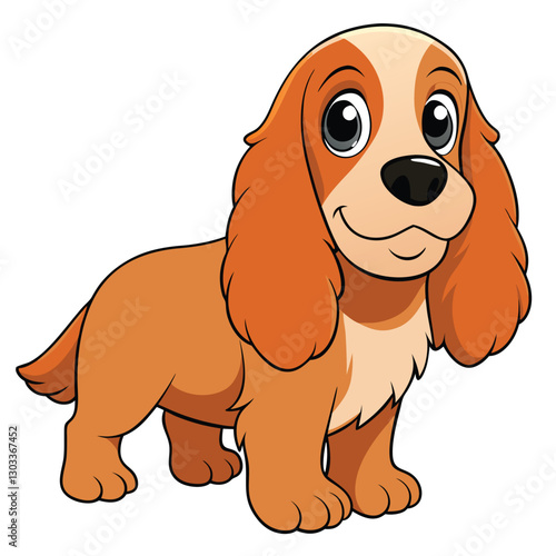  cocker spaniel dog white background. Vector illustration.