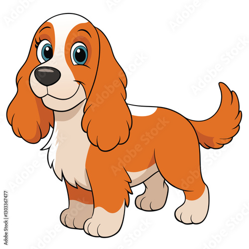 Spaniel  dog white background. Vector illustration.