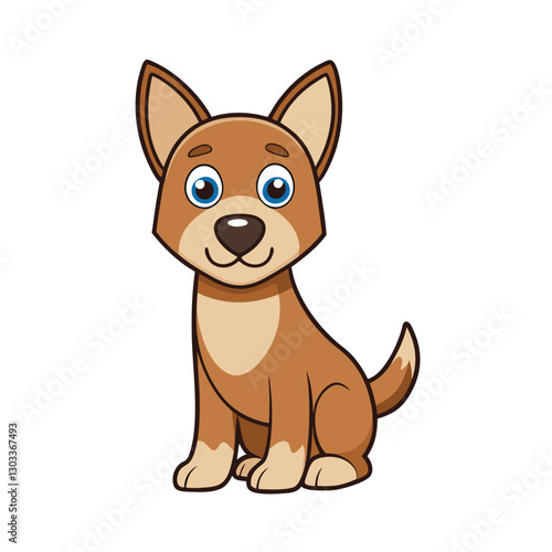 Cute cartoon dog isolated on a white background. Vector illustration.