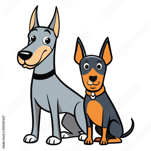 Doberman Pinscher Dog - Cartoon Character Vector Illustration