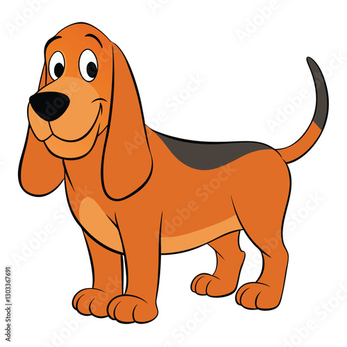 Cute cartoon basset hound dog isolated on white background. Vector illustration.