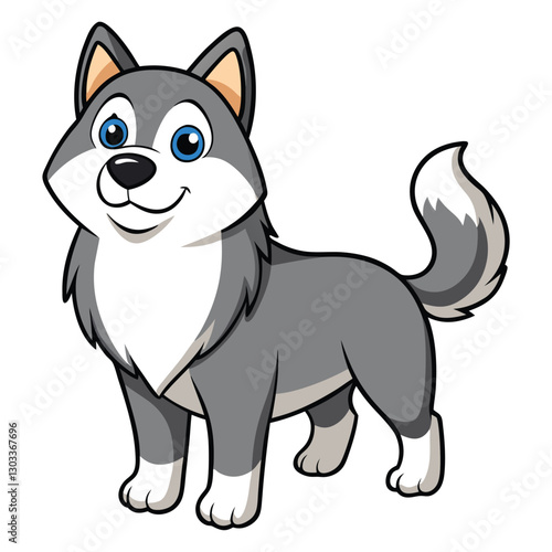 Siberian husky cartoon on white background. Vector illustration.