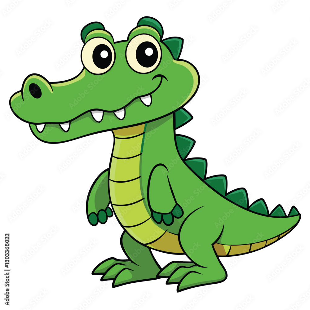 Naklejka premium Crocodile Cartoon Vector Illustration Scene White Background