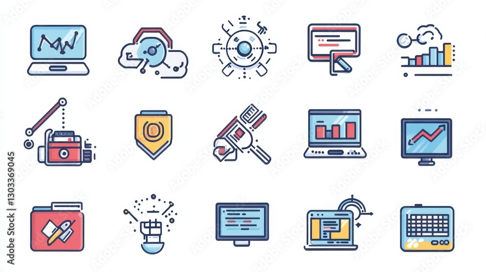 Programming vector line icon set isolated on white background. Programming line icon set for infographic, website or app. Scalable icon designed on a grid system. Programming vector line icon set isolated on white background. Programming line icon set for infographic, website or app. Scalable icon designed on a grid system.
