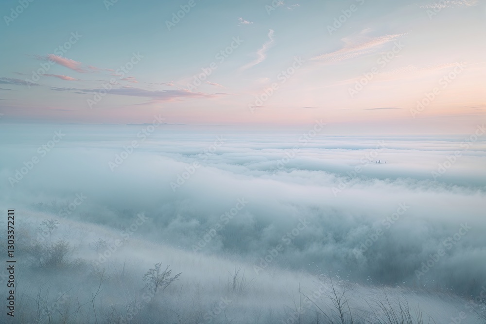 Obraz premium Dreamy Soft Textured White Horizon with Ethereal Mist and Gentle Colors