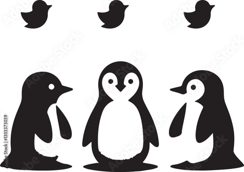 Adorable Penguin in Antarctica Landscape, Cute Cartoon Penguin Illustration.