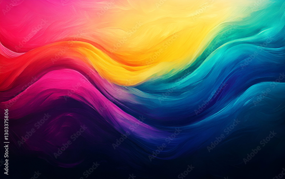 Obraz premium Vibrant abstract waves blend in stunning colors, creating a mesmerizing visual experience full of energy.