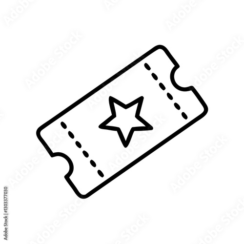 Ticket icon with star design, represents entry and access, black outline, modern design