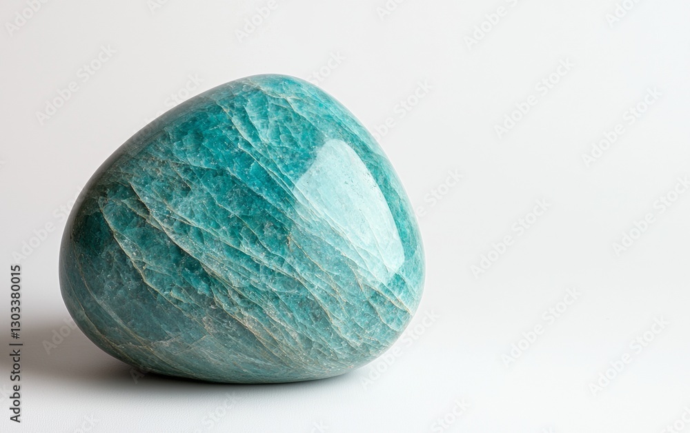 Unique polished turquoise stone resting on a smooth surface showcasing its vibrant color and natural patterns Unique polished turquoise stone resting on a smooth surface showcasing its vibrant color and natural patterns