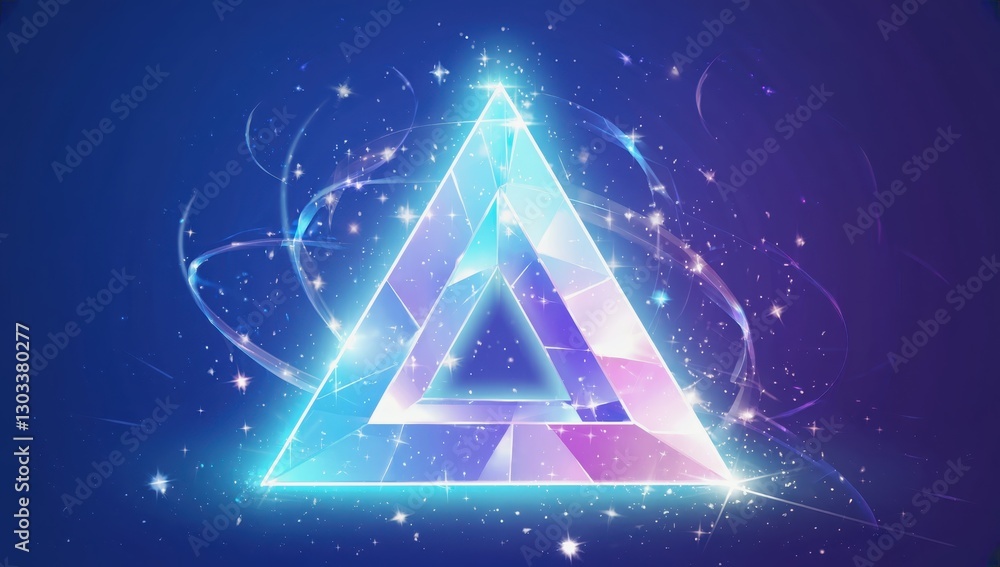 Ethereal Geometric Triangle with Sparkling Light Effects Background Ethereal Geometric Triangle with Sparkling Light Effects Background