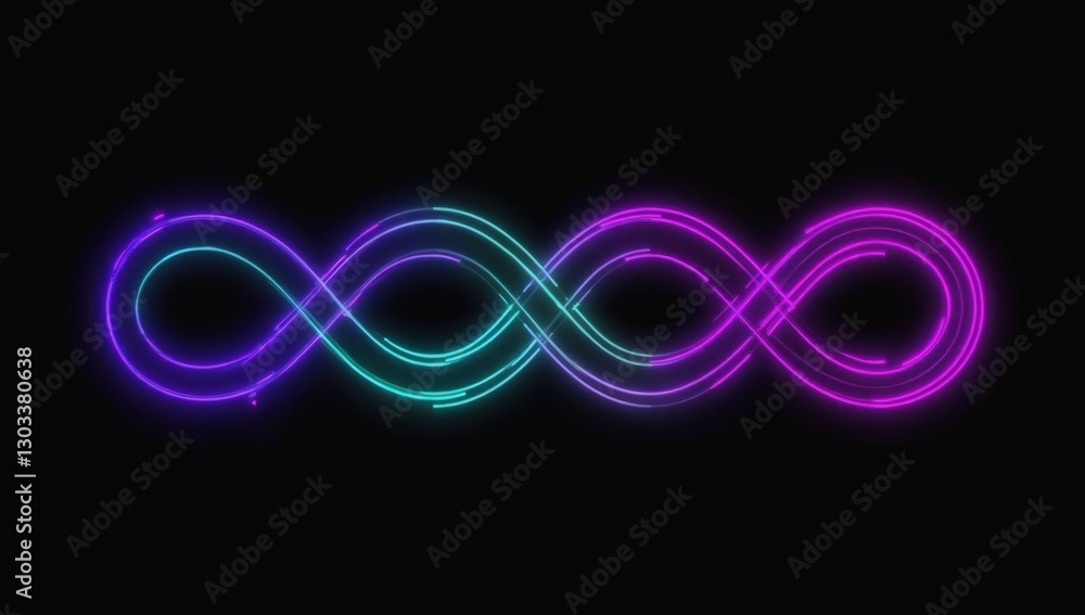Colorful Neon Infinity Loop on a Dark Background with Light Trails Colorful Neon Infinity Loop on a Dark Background with Light Trails
