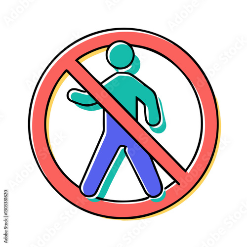 No entry sign prohibiting passage for people. A clear warning symbol representing restriction and safety in public and private areas.