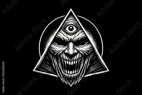 dark art all seeing eye tattoo black and white illustration