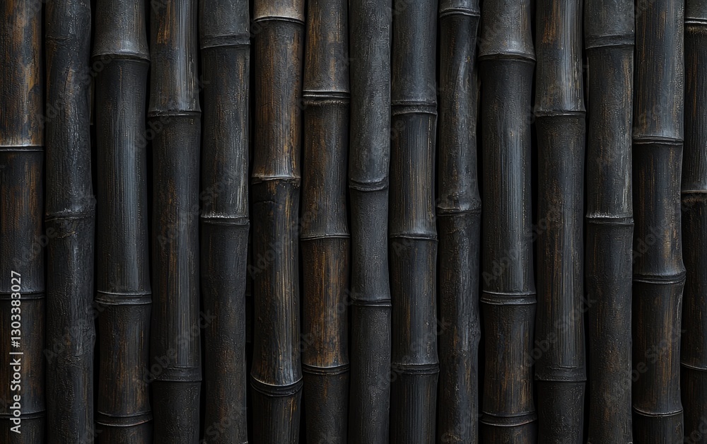 Dark bamboo wall provides a natural texture for interior design or outdoor spaces Dark bamboo wall provides a natural texture for interior design or outdoor spaces
