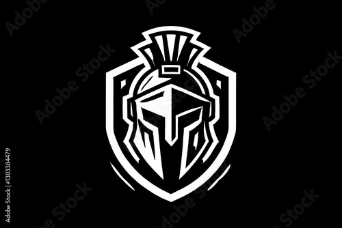 warrior mascot logo black and white illustration