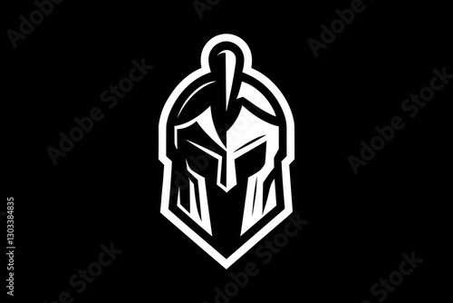 warrior mascot logo black and white illustration
