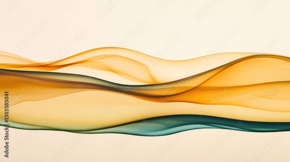 Obraz premium Abstract Golden and Teal Smoke Waves: A Serene Artistic Composition