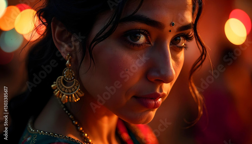 Wallpaper Mural Close-up portrait of a 23-year-old Indian woman with fair skin and wavy black hair Torontodigital.ca