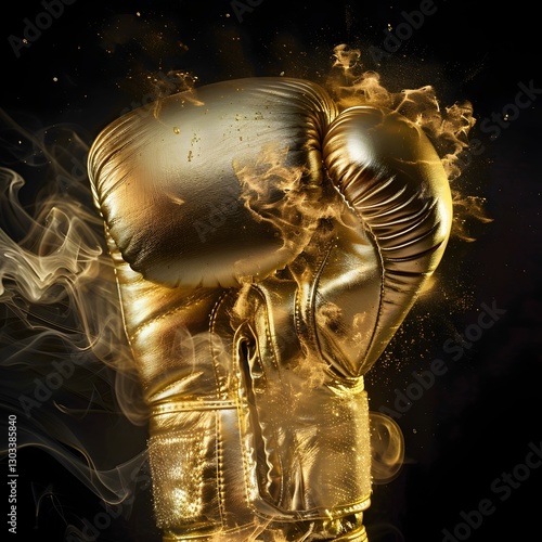 Surrealism in Motion Gold Boxing Gloves Forming a Fist