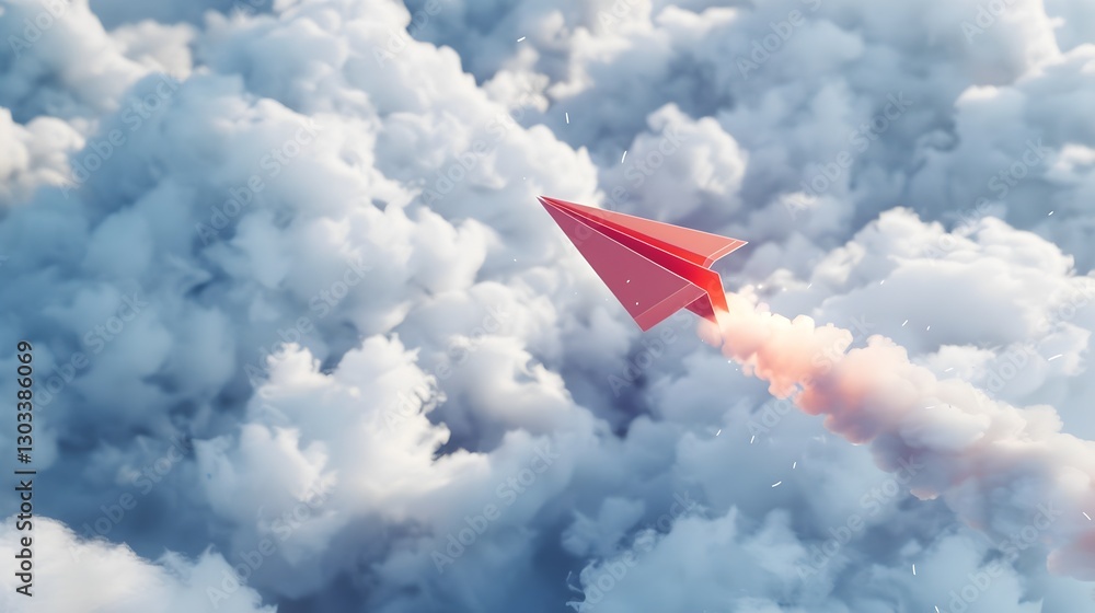 Naklejka premium A Paper Airplane Ablaze A Visual Metaphor of Fearless Determination and Confident Direction