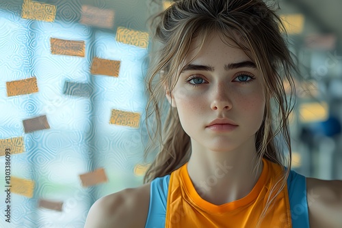 Teenage girl portrait in gym
