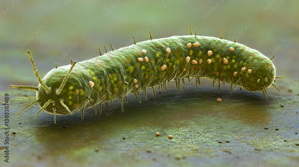 Naklejka premium Microscopic view of probiotics bacteria in human stomach highlighting escherichia coli and other microbes essential for digestion gut health immune system microbiology and medical research