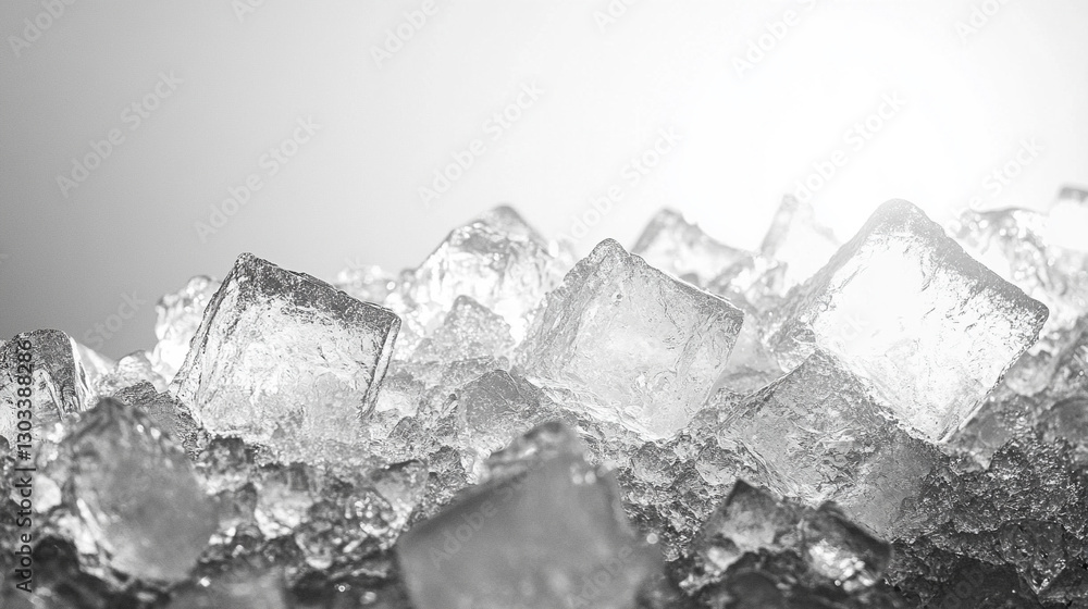ice cubes forming a thick, frosty layer of crystalline chunks. The frozen surface glistens with a cool, modern aesthetic, symbolizing purity, freshness, and stillness ice cubes forming a thick, frosty layer of crystalline chunks. The frozen surface glistens with a cool, modern aesthetic, symbolizing purity, freshness, and stillness