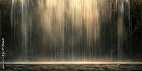 Ethereal light cascading down, creating a spiritual ambiance in the woods